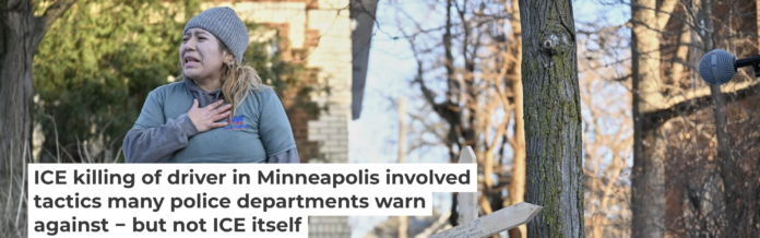 A protester stands near a makeshift memorial honoring Renee Nicole Good, the victim of a fatal shooting in Minneapolis involving federal law enforcement agents. AP Photo/Tom Baker